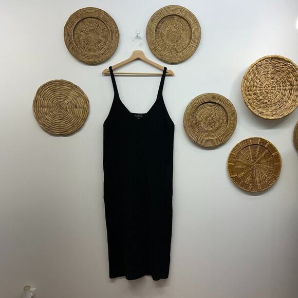 Eloquii Neutral Black Ribbed Knit Sleeveless Midi Tank Dress Plus Size 22/24 - Picture 1 of 6